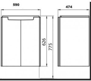 Шкафчик Kolo Modo с умывальником 60 см L39002 схема