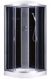Гидробокс Sansa 8890 D сатин, стекло серое/черное без КПУ, 900х900х150х2150 мм
