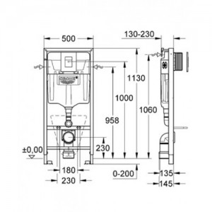 Комплект инсталляция Grohe 38750001, 4 в 1 +унитаз Villeroy&Boch O.Novo 5660H101 с крышкой soft close