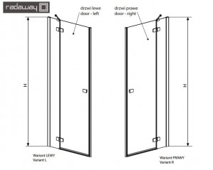 Душевые двери Radaway Fuenta New DWJ 110 хром / прозрачное (левая-правая) 
схема
