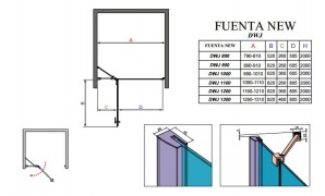 Душевые двери Radaway Fuenta New DWJ 120 хром / прозрачное (левая-правая) 
размеры