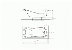 Ванна Kolo Saga 170x80 с ножками XWP3870000 схема