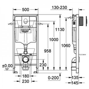 Комплект инсталляция Grohe 38750001, 4 в 1 + Roca DAMA SENSO 346517000 с крышкой soft close