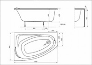 Ванна KOLO MYSTERY 140х90 левая-правая с ножками