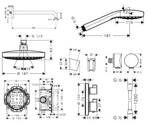 Душевая система Hansgrohe Croma Select S 27295000 схема