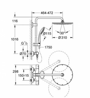 Душевая система Grohe Euphoria XXL System 310 26075000 схема