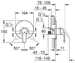 Cмеситель GROHE EUROSMART NEW 33556002 схема