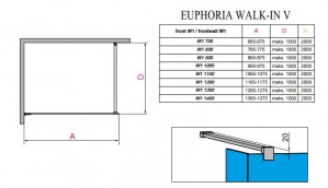 Душевая кабина Radaway Euphoria Walk-in V схема