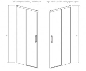 Душевые двери раздвижные одностворчатые Radaway Idea DWJ 100 L/R схема