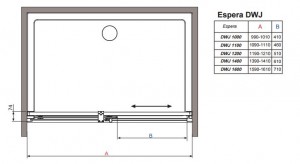 Душевые двери раздвижные Radaway Espera DWJ 100 L/R схема
