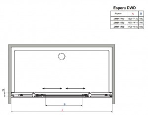 Душевые двери раздвижные двустворчатые Radaway Espera DWD 140 схема