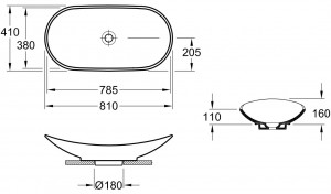 Умывальник Villeroy&Boch My Nature 81x41 411080R1 схема