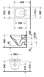 Унитаз подвесной Duravit Durastyle 45510900A1 с крышкой soft-close схема