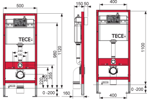 Инсталляция для подвесного унитаза ТЕСЕbase 2 в 1 (модуль ТЕСЕbase + 
крепеж) - 9400001 в комплекте с лотком для гигиенических таблеток - 9240950