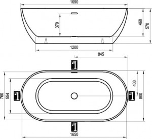 Ванна Ravak Freedom O 169х80 отдельностоящая