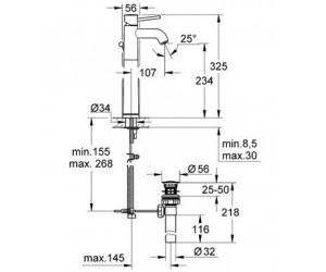 смеситель для раковины GROHE BAU CLASSIC 32868000