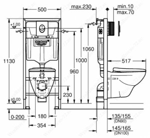 Набор 4 в 1 Grohe Solido Perfect Инсталляция 38721001, подвесной унитаз 
51,7х35,4  с сиденьем Soft-close (арт. 39192000)