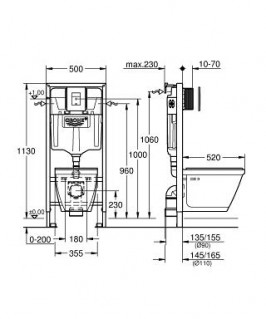 Набор 4 в 1 Grohe Solido Perfect Инсталляция 38721001, подвесной унитаз 
52x35,5 с сиденьем Soft-close (арт. 39186000)