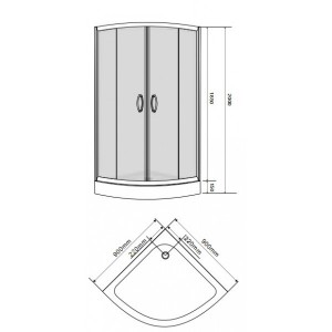 Душевая кабина Eger BALATON  90*90*185 + SMC поддон 90*90*3,5 полукруглый, 
R550mm + Сифон c косым выпуском + лицевая панель + ножки