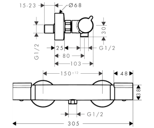 Смеситель -термостат  для душа Hansgrohe Versostat (15368000)