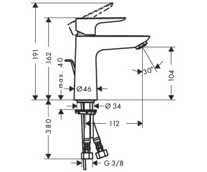 Набор смесителей для ванны Hansgrohe Talis E (71710000+71740000+27772000) 
схема