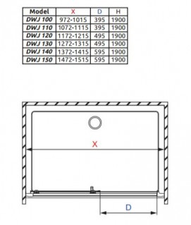 Душевые двери Premium Plus DWJ 110 хром / прозрачное (33302-01-01N) схема
