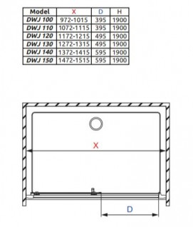 Душевые двери Premium Plus DWJ 150 хром / фабрик (33343-01-06N) схема