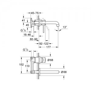 Смеситель для раковины настенный Grohe BauClassic 20292000