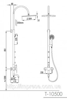 Душевая система Imprese Nahoru T-10500 с гидромассажем схема