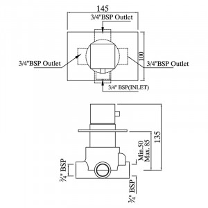 Переключатель вмонт.  Jaquar Kubix F. мех., 4 положения (KUB-35287)