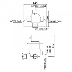 Переключатель вмонт. мех.,  Jaquar Kubix F 3 положения (KUB-35289)