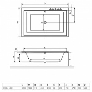 Ванна ITEA Lux 190x120 с ножками WA1-29-190x120U