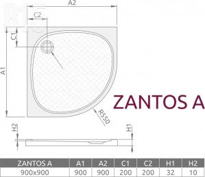 Душевой поддон Radaway Zantos A 900 M3ZNA9090-06