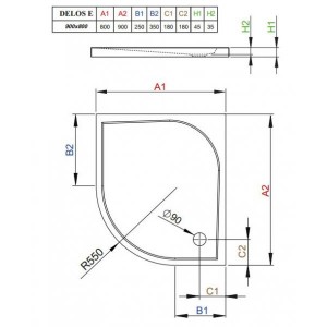 Душевой поддон Radaway DELOS E 900x800 SDE9080-01L