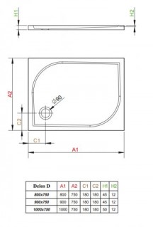 Душевой поддон Radaway DELOS D 900х750 4D97545-03