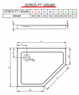 Душевой поддон Radaway Doros PT E 1000х800 SDRPT1080-01R