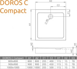 Душевой поддон Radaway Doros C Compact 1000х1000  SDRC1010-05