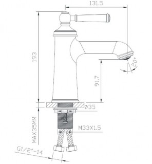 Смеситель для умывальника Imprese Hydrant ZMK031806010 схема