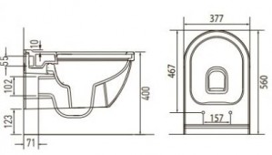 Подвесной унитаз Volle SOLAR Rimless с сидением Slim slow-closing 13-93-363 схема