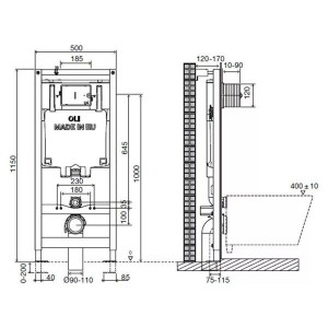 Инсталляция для унитаза Oli 80 600151 + кнопка Slim 659044 хром + прокладка 620071