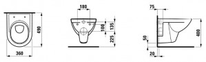 Унитаз подвесной Laufen Pro 49 см (H8209520000001) схема