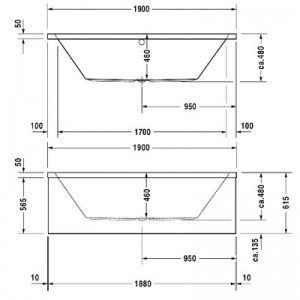 Ванна Duravit Vero 190х90 (арт.700136000000000)