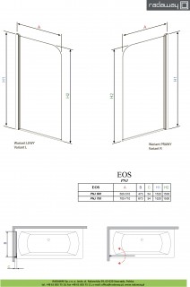 Штора для ванной Radaway Eos PNJ 70x152 стекло прозрачное (205101-101R)