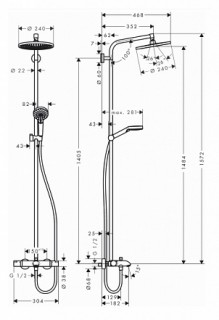 Душевая стойка Hansgrohe Crometta S 240 1jet Showerpipe 27320000