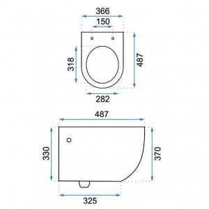 Подвесной унитаз Rea Сarlo Mini Rimles сиденье slim soft close черный (REA-C8405)