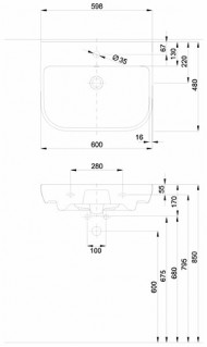 Умывальник Kolo Traffic 60 см L91160000 схема