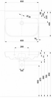 Умывальник Kolo Traffic 65 см L91165000 схема