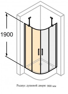 Душевая дверь распашная полукруглая HUPPE CLASSICS 2 1/4 круга 90x190, арт. C24002.069.321