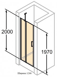 Душевая дверь распашная с неподвижным сегментом  HUPPE CLASSICS 2 4-ECK 120х200, арт.C23214.069.321