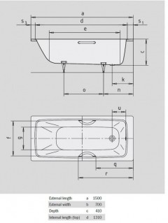 Ванна Kaldewei CAYONO 150x70 mod 747